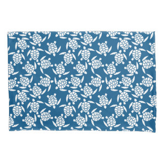 Funda De Cojín Motivo Repetido Blanco y Azul | Patrón de Tortuga