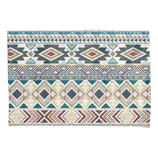 Funda De Cojín Motivos tribales aztecos: diseño sin foco geométri (Anverso)