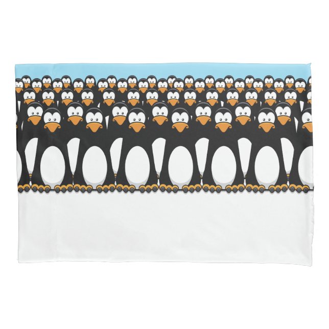 Funda De Cojín Muchedumbre de pingüinos divertidos del dibujo (Anverso)