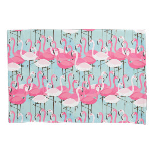 Funda De Cojín Muchedumbre rosada y blanca de flamencos