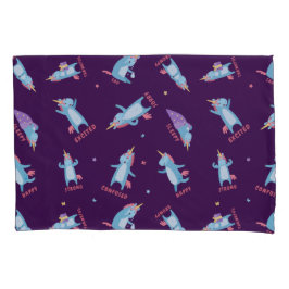Funda De Cojín Muchos estados de ánimo de un Unicornio rosa, azul