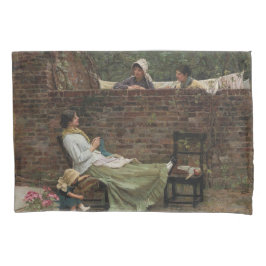 Funda De Cojín Mujeres Chateando sobre la pared del jardín (Gossi