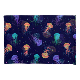 Funda De Cojín Mundo de las medusas submarinas: patrón brillante.