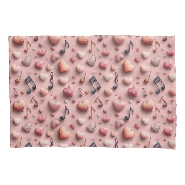 Funda De Cojín Musical Hearts Valentines Pattern (Anverso)