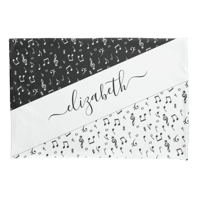Funda De Cojín Musical personalizado en blanco y negro (Anverso)