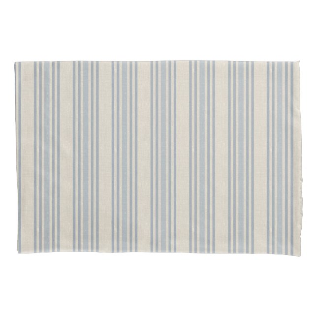 Funda De Cojín Muted Distressed Blue Farmhouse Ticking Stripe (Anverso)