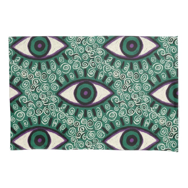 Funda De Cojín "Mystic Emerald Eyes" - Psychedelic Swirl Seamless (Anverso)
