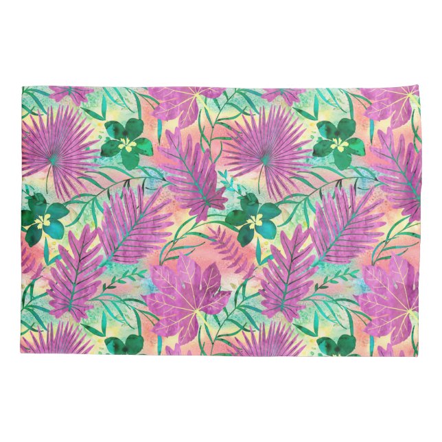 Funda De Cojín Nalani Hawaiian Tropical Garden Fuchsia (Reverso)