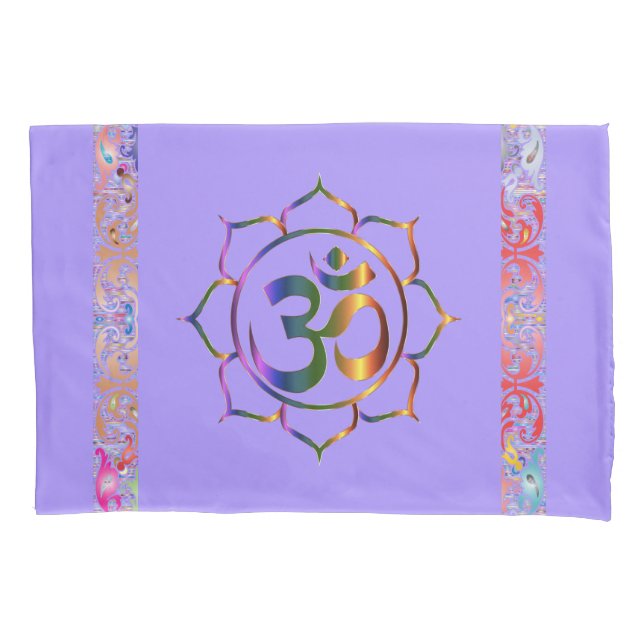 Funda De Cojín Namaste Om Lotus Rainbow Spiritual Personalizado (Anverso)