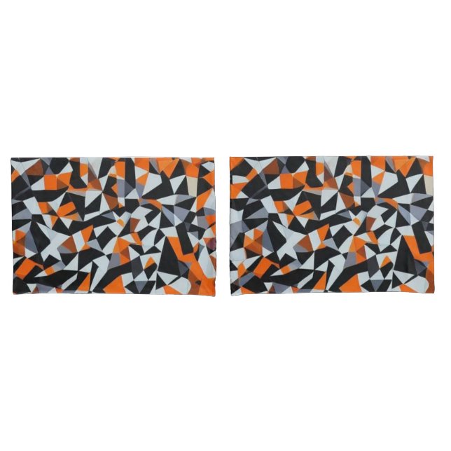 Funda De Cojín Naranja abstracto y arte geométrico negro (Anverso - Set)