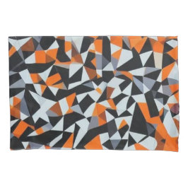 Funda De Cojín Naranja abstracto y arte geométrico negro