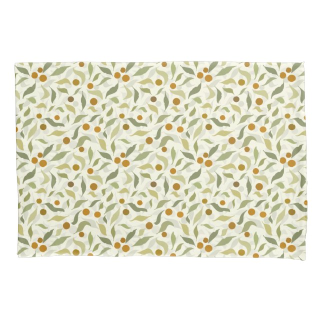 Funda De Cojín Naranja Berries y hojas en crema - patrón. (Anverso)