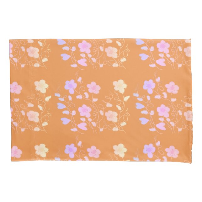 Funda De Cojín Naranja Con Floral (Anverso)