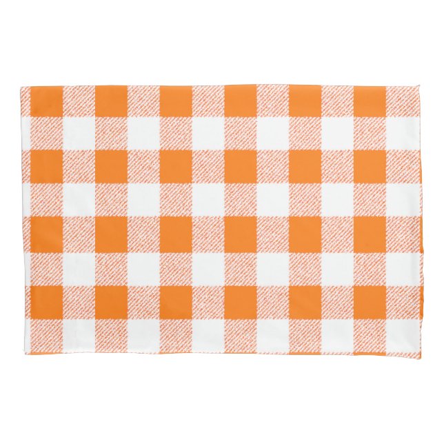 Funda De Cojín Naranja de Gingham Check (Anverso)