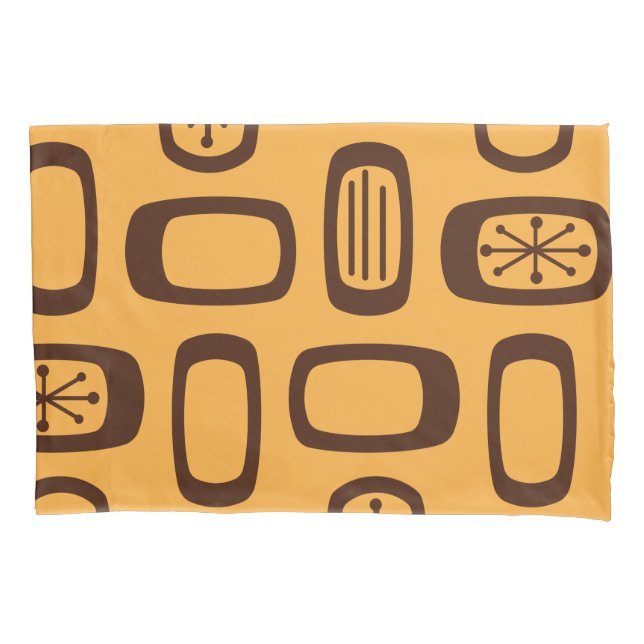 Funda De Cojín Naranja de Rectángulos redondeados de MCM del sigl (Anverso)