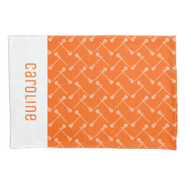 Funda De Cojín Naranja Lacrosse White Sticks Patterado