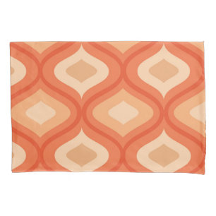 Funda De Cojín Naranja ocres moderno y beige de mediados de siglo