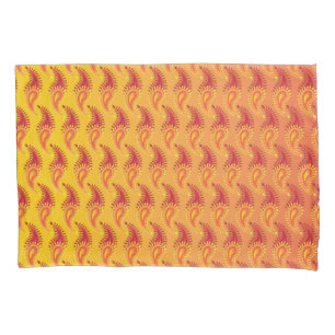 Funda De Cojín Naranja oriental Doble llama Patrón Paisley persa