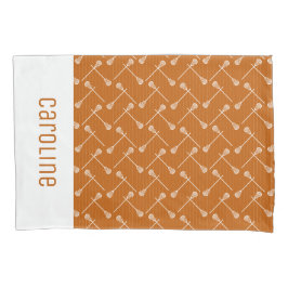 Funda De Cojín Naranja quemado Lacrosse White Sticks Patterado