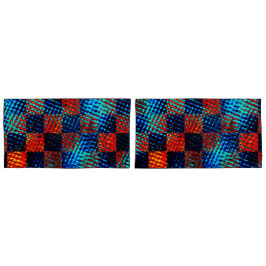 Funda De Cojín Naranja raspado casi rojo, azul y falso sucio