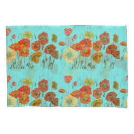 Funda De Cojín Naranja Rojo Amarillo Poppy Poppies Flor Floral Aq