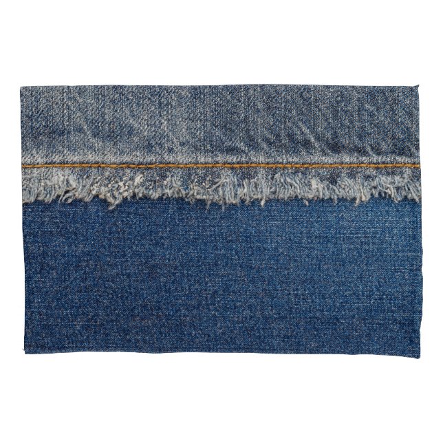 Funda De Cojín Naranja Stitch, Parche De Doble Denim. (Anverso)