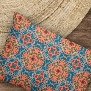 Funda De Cojín Naranja Teel Blue Green Orient Patrón de arte bohe