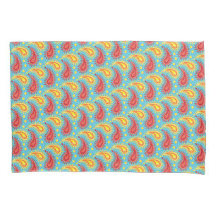 Funda De Cojín Naranja Turquesa Oriental Patrón Paisley Persa