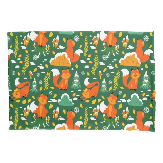 Funda De Cojín Naranja Wild Otumn Winter Forest Fox (Anverso)