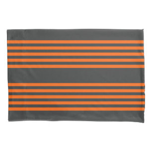 Funda De Cojín Naranja y carbón vegetal cinco rayas