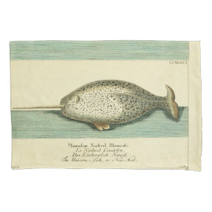 Funda De Cojín Narwhal Antiguo Whale Watercolor Arte Científico
