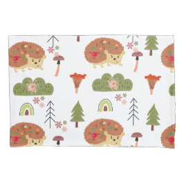 Funda De Cojín Naturaleza del edgehog Patrón arcoiris floral