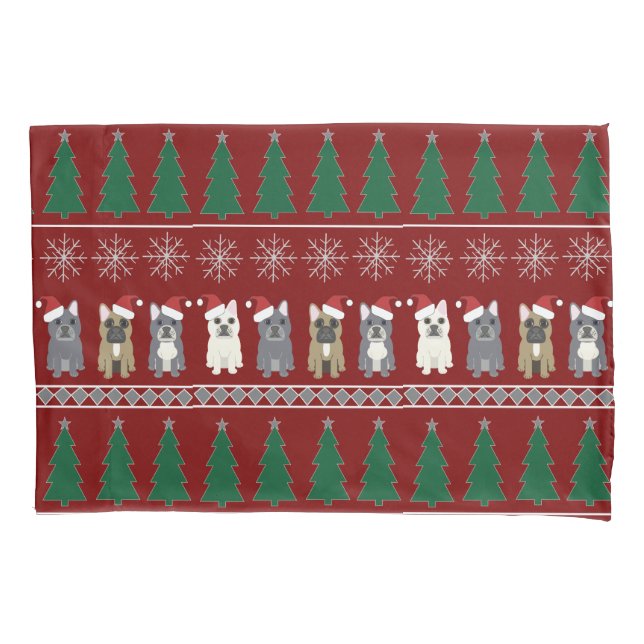 Funda De Cojín Navidad de Bulldog Francés (Anverso)