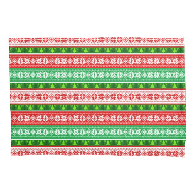 FUNDA DE COJÍN NAVIDAD ORNAMENTALES DISEÑO VERDE ROJO BLANCO (Anverso)