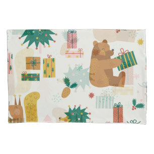 Funda De Cojín Navidades Animales Forestales: Vibe de época