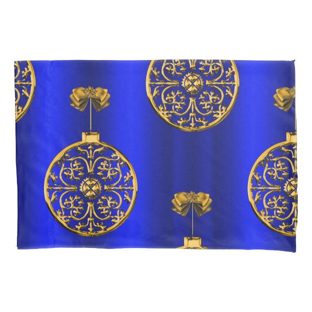 Funda De Cojín Navidades Baubles en azul (Anverso)