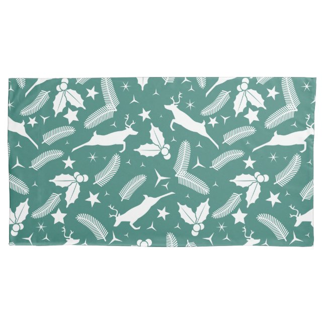 Funda De Cojín Navidades blancos ciervos y Navidades gritan verde (Anverso)