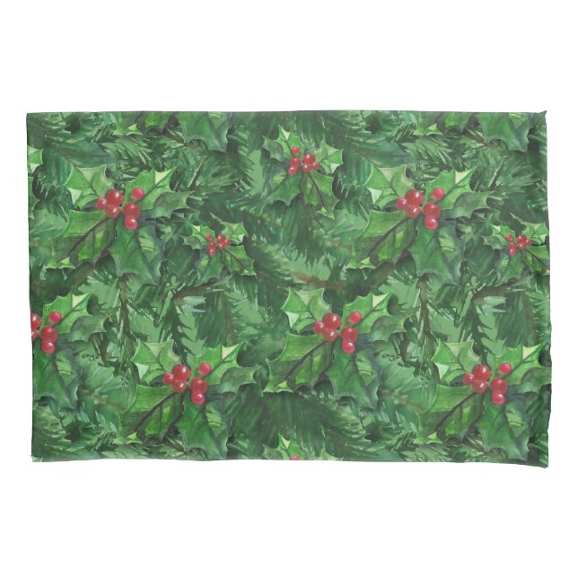 Funda De Cojín Navidades de acuarela Holly Berries (Anverso)