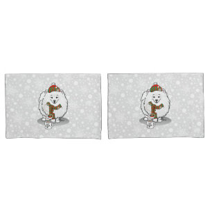 Funda De Cojín Navidades de invierno Nieve de cerdo (blanca)