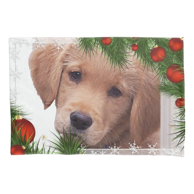 Funda De Cojín Navidades de la recuperación de oro - Perro picado (Anverso)