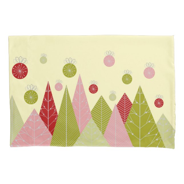 Funda De Cojín Navidades de ornamentos y árboles (Anverso)