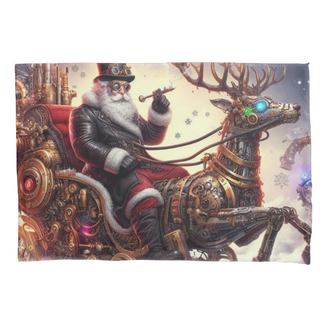 Funda De Cojín Navidades de steampunk de Santa/Reindeer/invierno (Anverso)