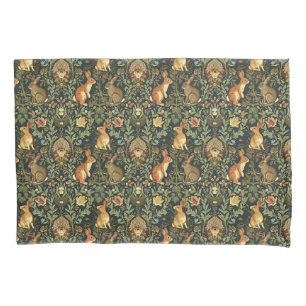 Funda De Cojín Navidades de William Morris Woodland Floral Rabbit