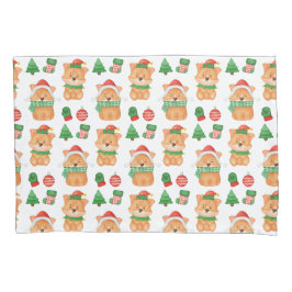 Funda De Cojín Navidades festivos Cute Corgi Puppy Dog Elf Santa