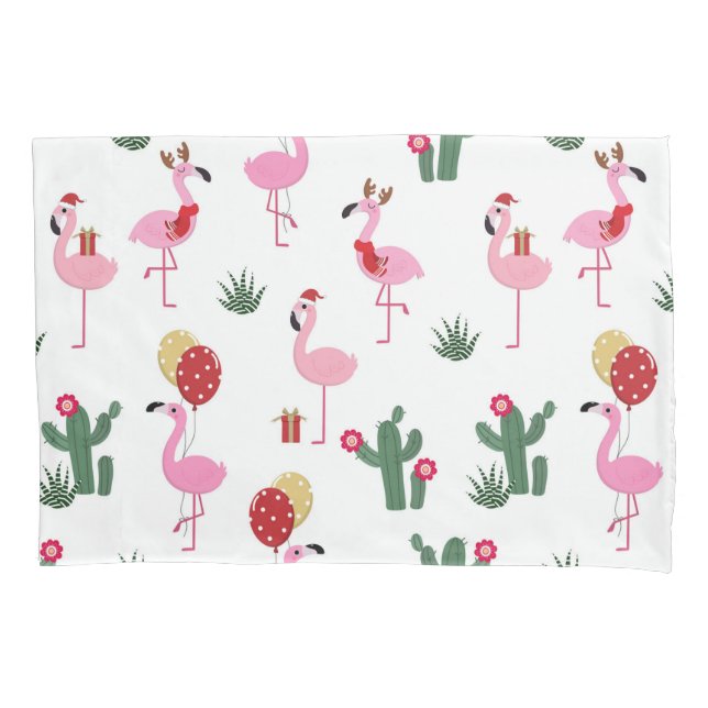 Funda De Cojín Navidades Flamingo Fiesta | Vacaciones (Anverso)