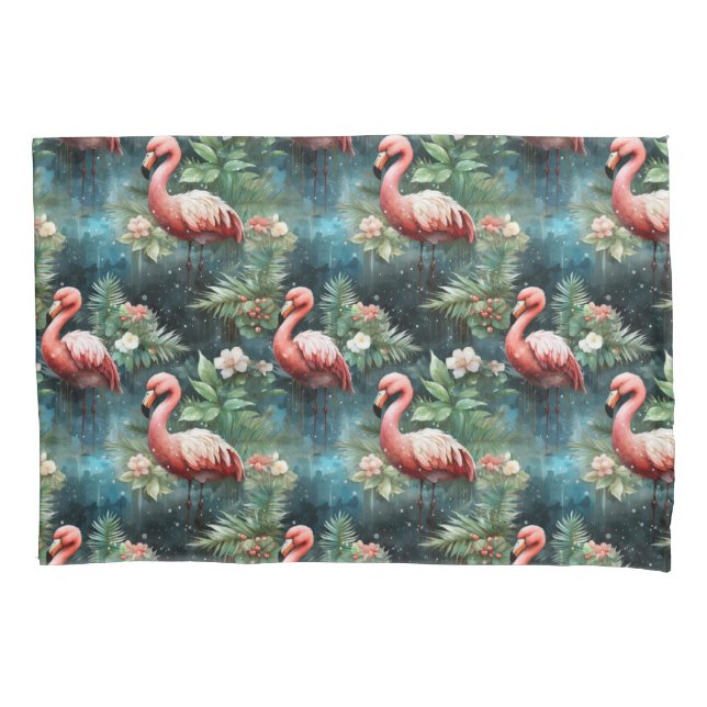 Funda De Cojín Navidades Flamingos con mistletoe (Anverso-izquierdo)