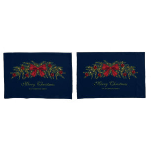 Funda De Cojín Navidades Garland Con Bow Rojo Y Balbuceos