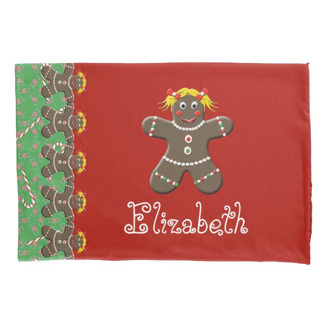 Funda De Cojín Navidades Gingerbread Cookie Chica Nombre Elizabet (Anverso)