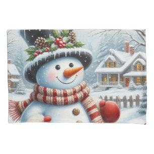 Funda De Cojín Navidades lindos, vintage/caprichosos/snowman inve