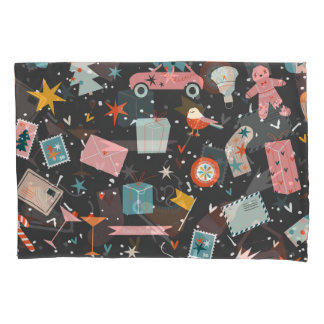 Funda De Cojín Navidades negros: patrón vintage ornato.